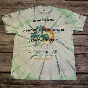 Honor The Gift Tie Dye T-Shirt Green Medium Palm Tree
